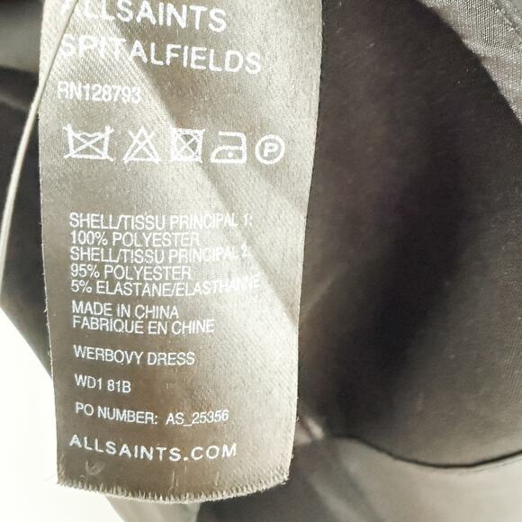 All Saints Spitalfields Japanese Cloth Lightweight Werbovy Mini Dress Black Sz 8 - Picture 6 of 9